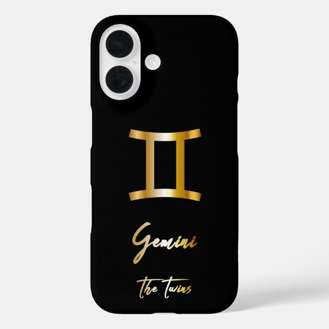 Gemini Zodiac Zeichen, Schwarz & Gold Case-Mate iPhone Hülle (Rückseite)