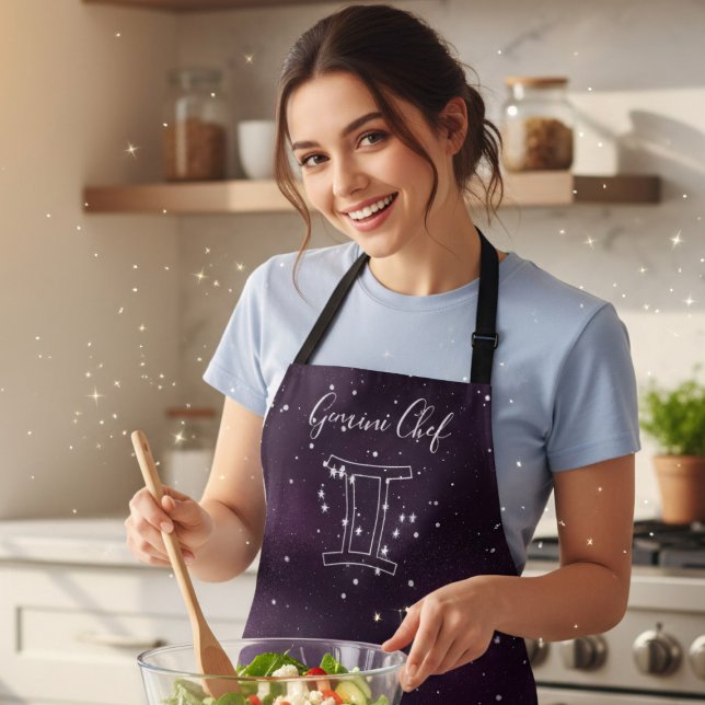 Gemini Zodiac Zeichenhoroskop Lila Galaxie Schürze (It's Gemini Season! Get you bake on with this groovy purple galaxy apron/)