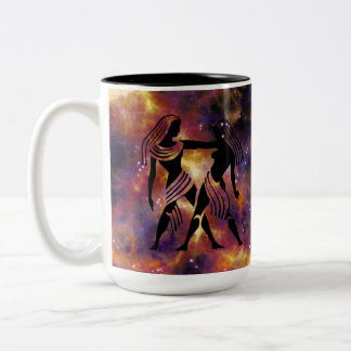 Gemini-Zodiak-Galaxie-Design – Astrologie-Geburtst Zweifarbige Tasse