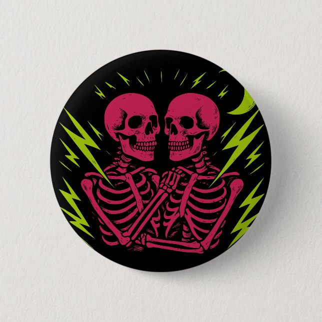 Gemini: Zwilling-Skelett-Punk Button (Vorderseite)