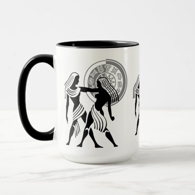 Gemini-Zwillinge griechischen Stils Zodiac Chart Tasse (Links)