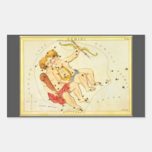Gemini-Zwillinge Vintage-Konstellation Urania's Sp Rechteckiger Aufkleber