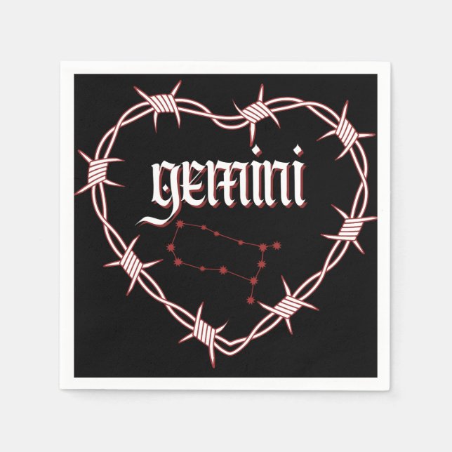 Geminis Sternbild Gothic Dark Celestial Art Serviette (Vorderseite)