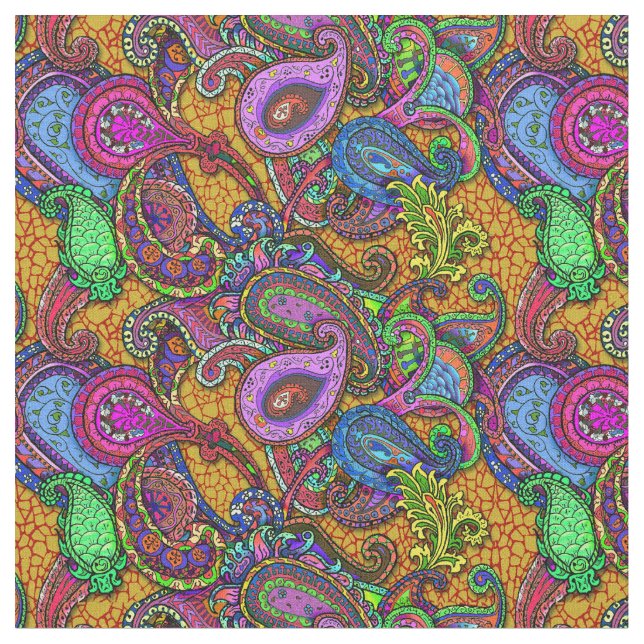 Gemisch-Paisley-Gold Stoff (Nahaufnahme)