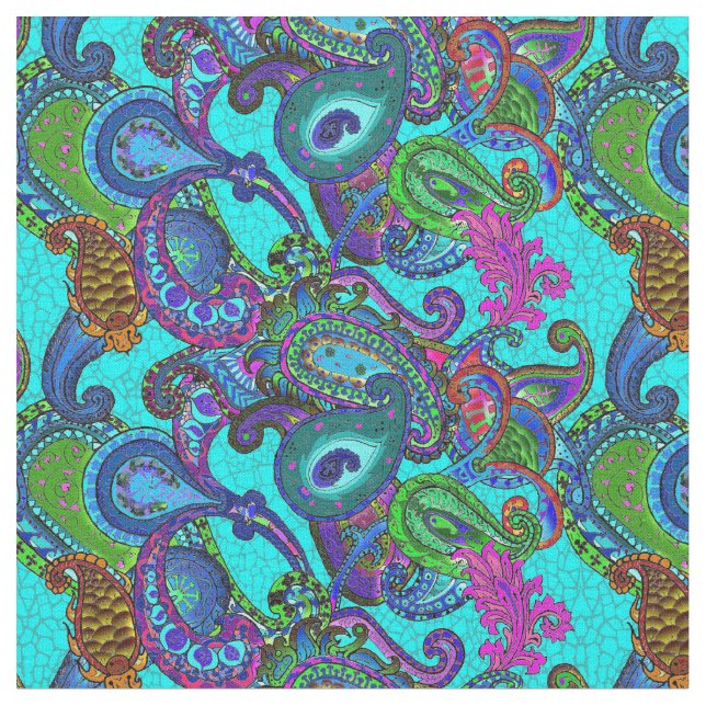 Gemisch Paisley im Blau, dunkel Stoff (Nahaufnahme)
