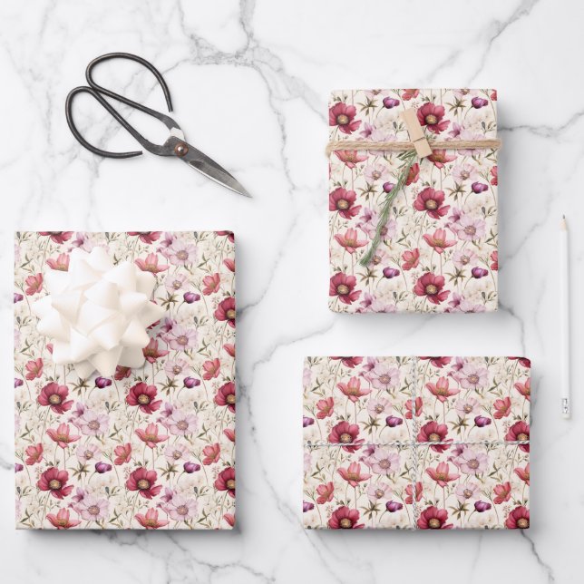 Gemischte Blume für Elfenbein Geschenkpapier Set (Vorderseite)