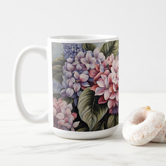 Gemischte Blume - klassische Pastell-Blume Kaffeetasse (Mit Donut)