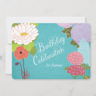 Gemischte Blume zu Blue Linen zum Geburtstag Einladung