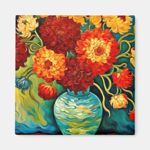 Gemischte Dahlien in Vase Magnet