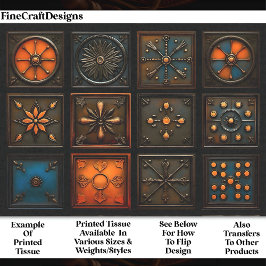 Gemischte Fliesen - braun, orange, blaue OM3 Decou Seidenpapier