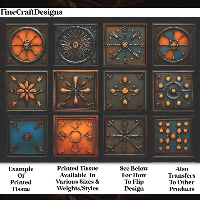 Gemischte Fliesen - braun, orange, blaue OM3 Decou Seidenpapier (Von Creator hochgeladen)