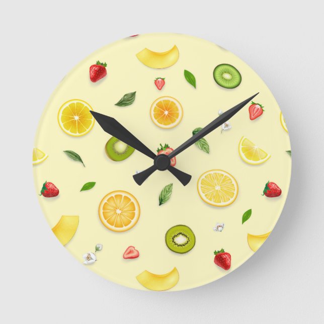 Gemischte Früchte 2 Runde Wanduhr (Vorderseite)