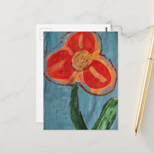 Gemischte Medien-Blume Postkarte (Vorderseite/Rückseite Beispiel)