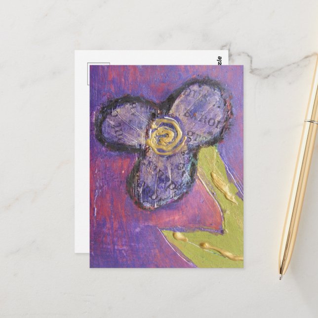 Gemischte Medien-Blume Postkarte (Vorderseite/Rückseite Beispiel)