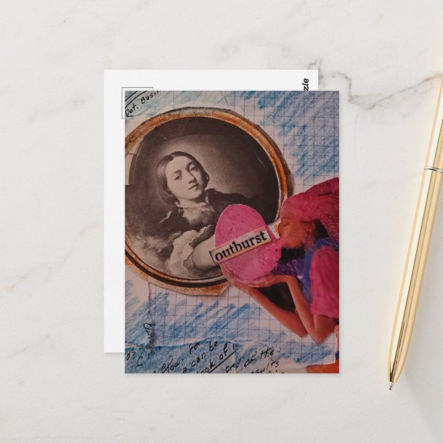 Gemischte-Medien-Collage Postkarte (Vorderseite/Rückseite Beispiel)