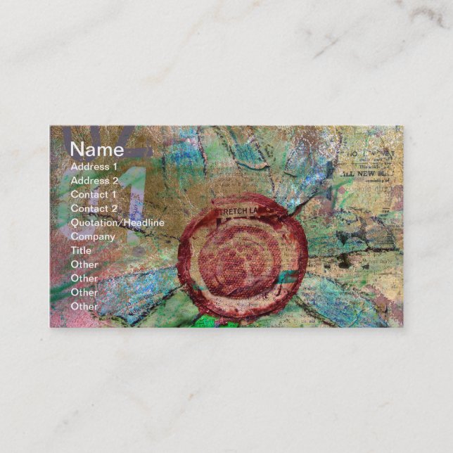 Gemischte Medien und digitale Blume Visitenkarte (Vorderseite)