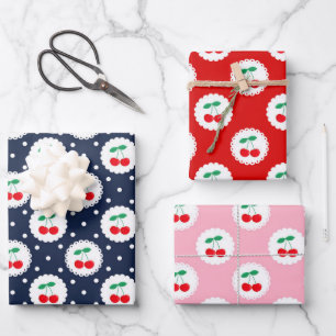 Gemischte Süße Sommerrote Kirschen Geschenkpapier Set