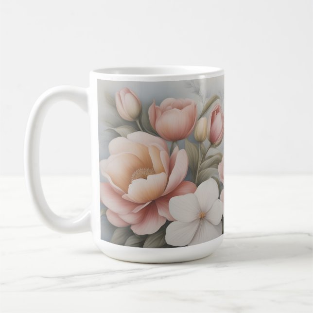Gemischte Wildblumen - klassische Pastell-Blume Kaffeetasse (Links)