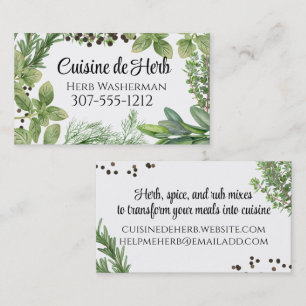 Gemischte würzige Kräuter Chef Catering Kochen Visitenkarte