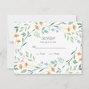 Gemischter Blumenrahmen mit Aquarellfarbe RSVP Karte