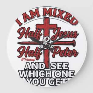 Gemischter Jesus und Peter Vintage Christlicher Hu Große Wanduhr