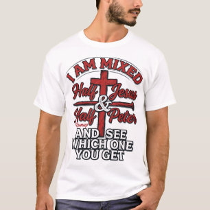 Gemischter Jesus und Peter Vintage Christlicher Hu T-Shirt