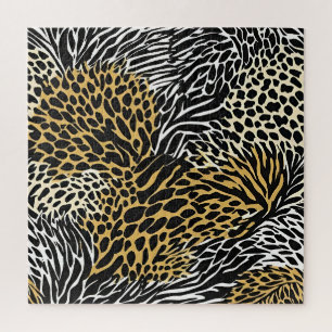 Gemischter Tierdruck Zebra Leopard Tiger Gemischte Puzzle