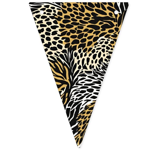 Gemischter Tierdruck Zebra Leopard Tiger Gemischte Wimpelkette (Erste Fahne)