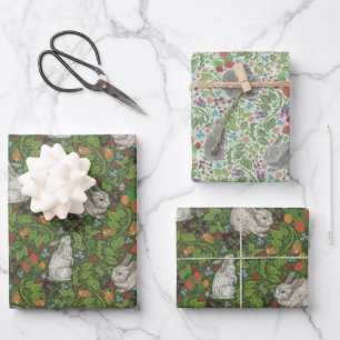 Gemischter viktorianischer Vintage-Hase Kaninchen  Geschenkpapier Set