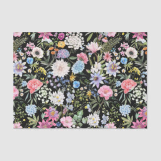 Gemischter Wasserfarbengarten Blume Schwarz Seidenpapier