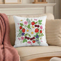 Gemischtes Beeren-Blumen-Wurfkissen