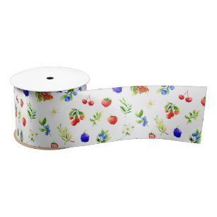 Gemischtes Beerenmuster Satinband