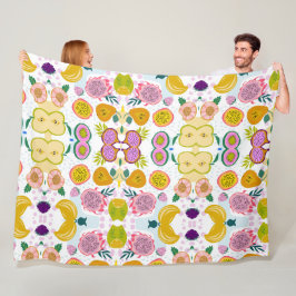 Gemischtes Fruchtmuster Weißer Hintergrund lila ro Fleecedecke