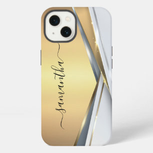 Gemischtes Metall 3D Gold Monogramm iPhone 13 Hülle