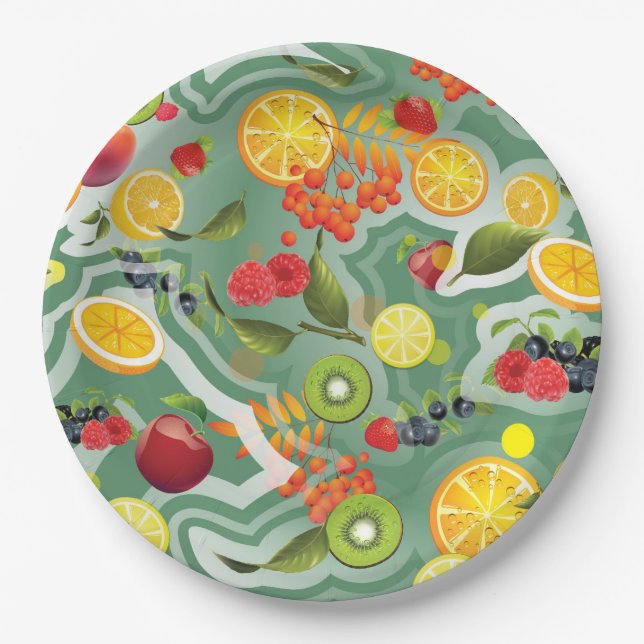Gemischtes Obst 7 Pappteller (Vorderseite)