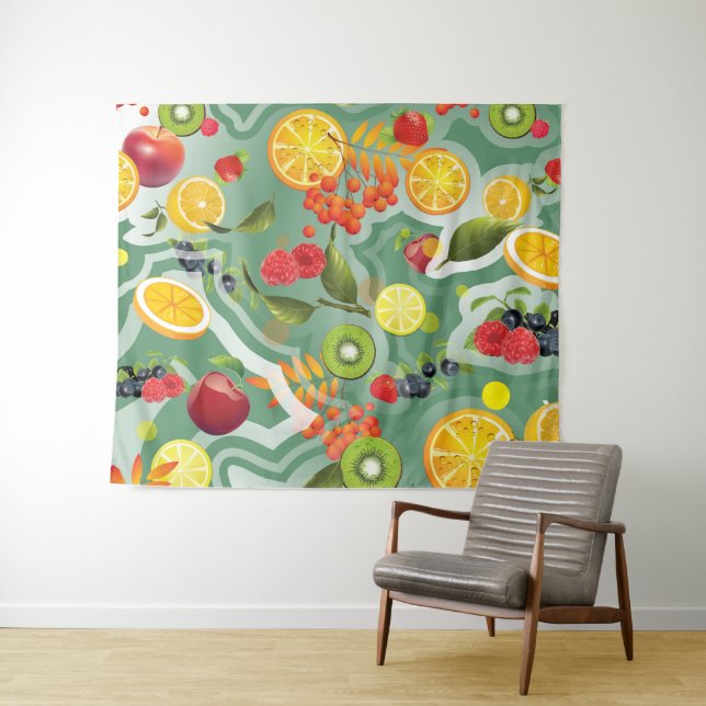 Gemischtes Obst 7 Wandteppich (Beispiel (Horizontal))