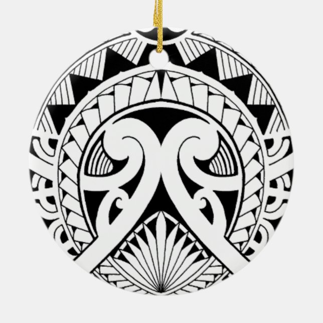 gemischtes polynesisches Maori- Stammes- Keramik Ornament (Hinten)