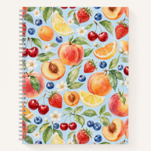 Gemischtes Sommerfrucht-Wasserfarbmuster Notizbuch