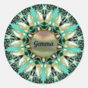 GEMMA ~ Abstraktes Muster ~ Personalisiert ~ Runder Aufkleber