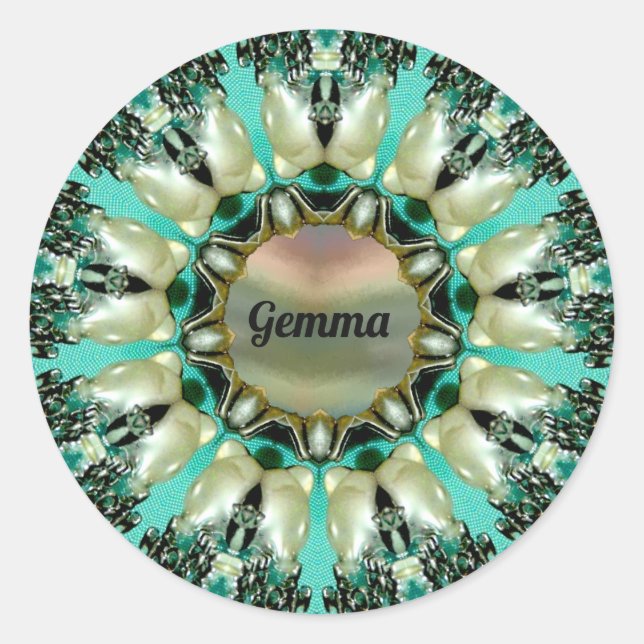 GEMMA ~ Abstraktes Muster ~ Personalisiert ~ Runder Aufkleber (Vorderseite)