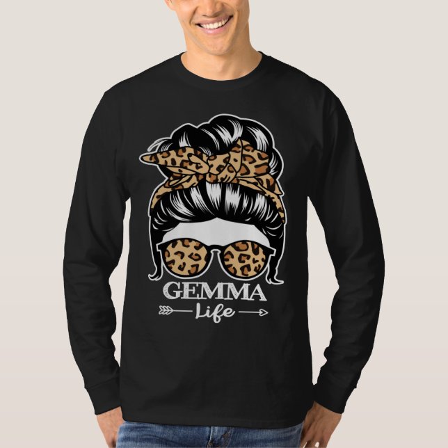 Gemma Life Messy Bun Hair  Gemma Leopard T-Shirt (Vorderseite)