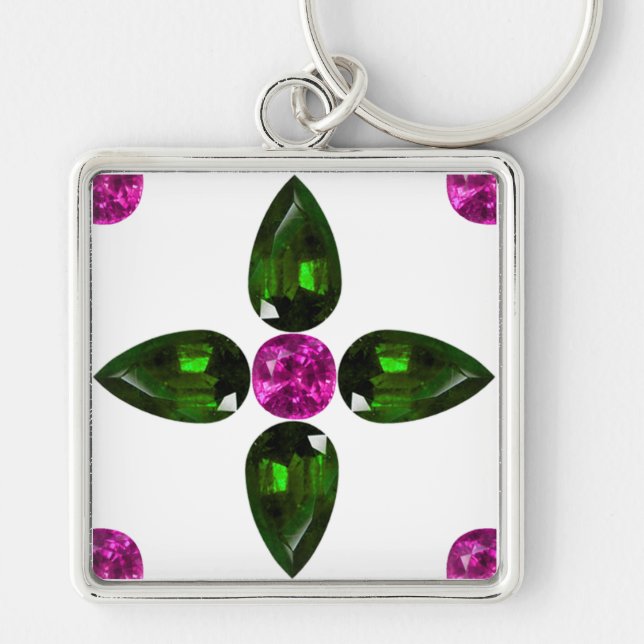 Gemstone Art, Lila grüner Schlüsselanhänger (Vorne)