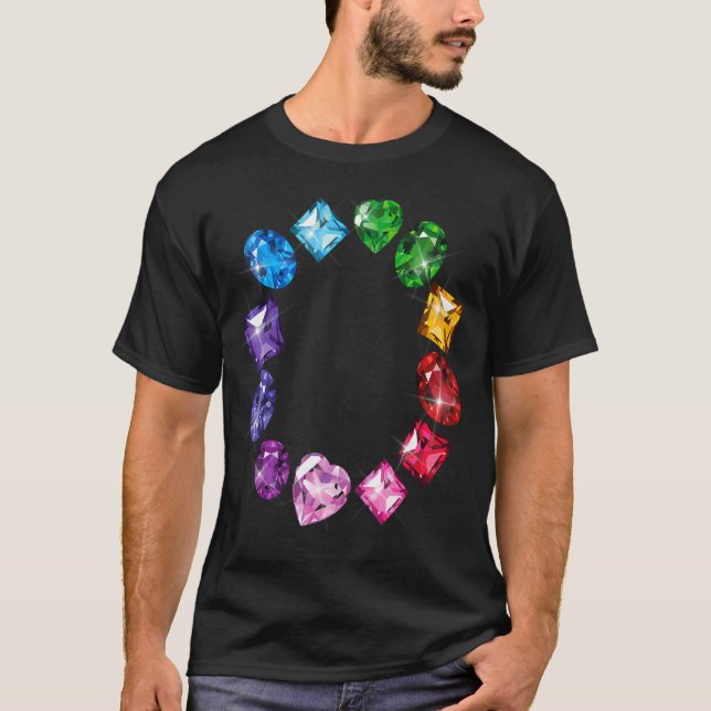 Gemstone Circle Fun Bunte Edelsteine T-Shirt (Vorderseite)