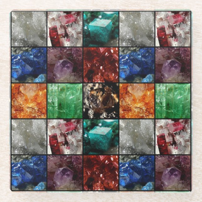 Gemstone Collage Glasuntersetzer (Vorderseite)