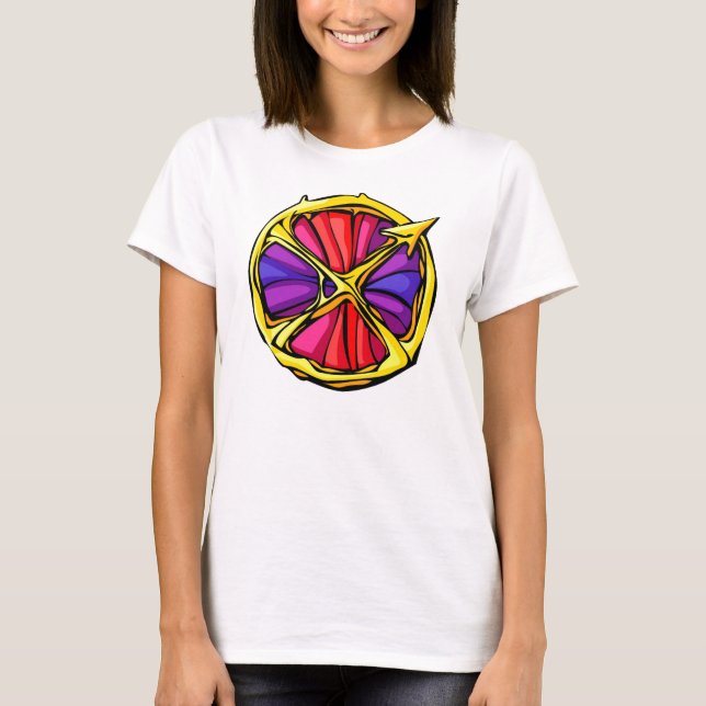 Gemstone Colored Sagittarius Symbol T-Shirt (Vorderseite)