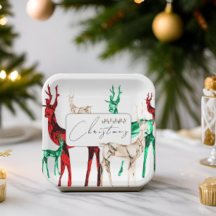 Gemstone Crystal Reindeer Frohe Weihnachtsfeiertag Pappteller