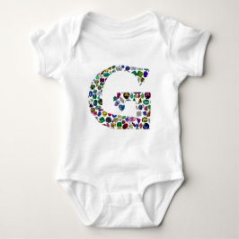 Gemstone Diamond Initial G Monogram Art Baby Strampler