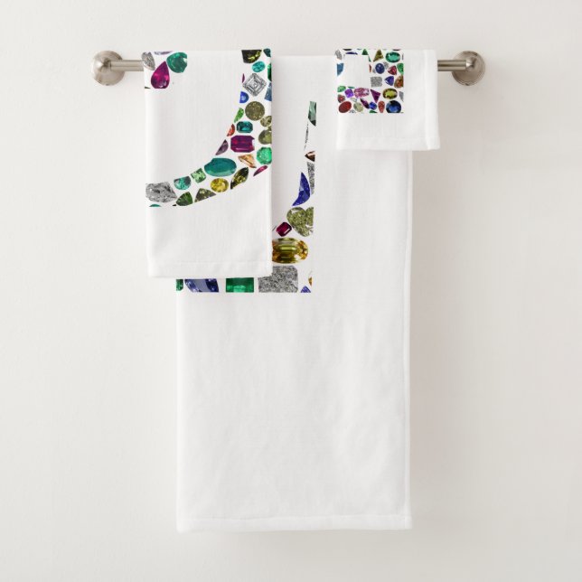 Gemstone Diamond Initial G Monogram Art Badhandtuch Set (Insitu)