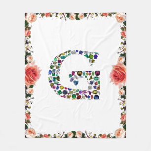 Gemstone Diamond Initial G Monogram Art Fleecedecke