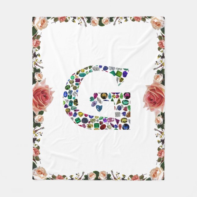 Gemstone Diamond Initial G Monogram Art Fleecedecke (Vorderseite)